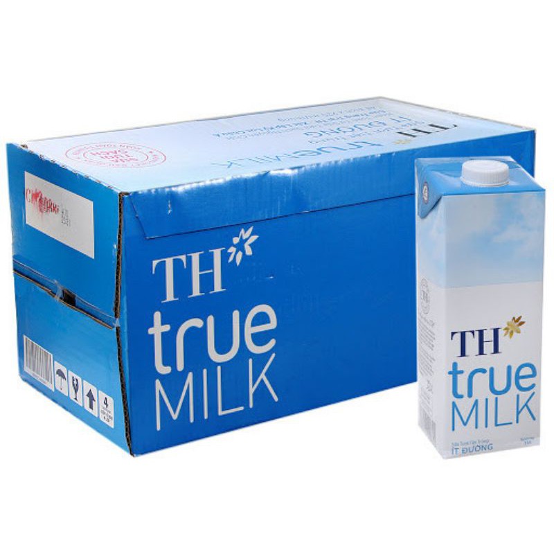 Thùng sữa tươi 12 hộp TH TrueMilk,ít đường 1 lít
