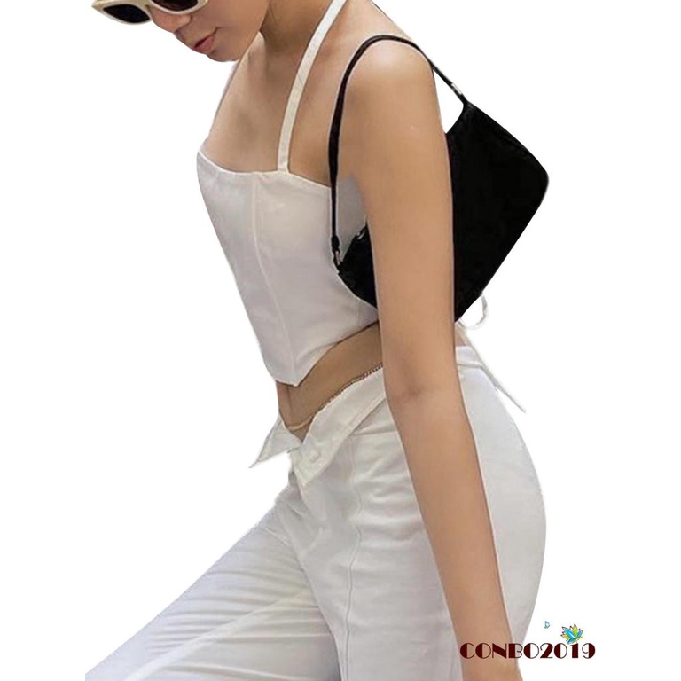 Áo Croptop Sát Nách Màu Trơn Hở Lưng Thời Trang Mùa Hè Cho Nữ