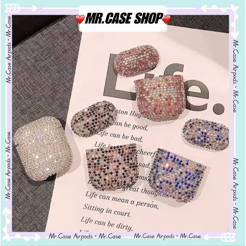 Case Airpods 1/2 Pro Vỏ Ốp Đựng Tai Nghe Đính Full Đá Nhân Tạo Kim Cương Lấp Lánh Bằng Pc Cứng - Mr.Case Airpods