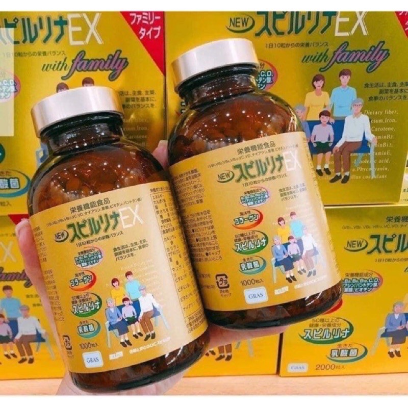 Set 2 hộp tảo vàng EX family Nhật Bản 2000 viên date T10/2025