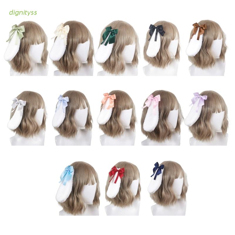 Kẹp Tóc Hình Tai Thỏ Phối Nơ Phong Cách Lolita Đáng Yêu Cho Nữ
