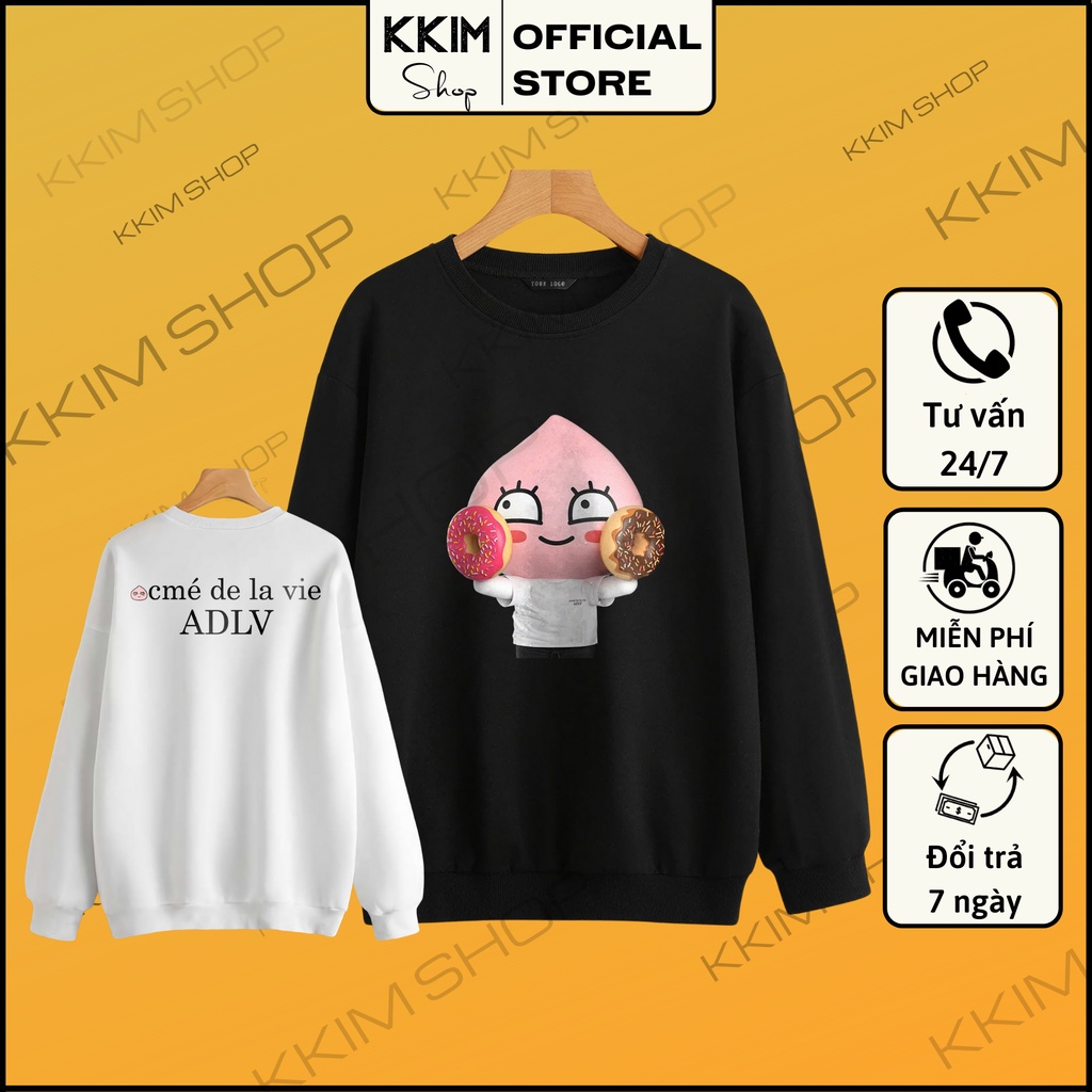 Áo Sweater ADLV Kakao Đen, Trắng - Chất Nỉ Dài Tay Form Rộng  - Unisex Nam Nữ KKim Shop