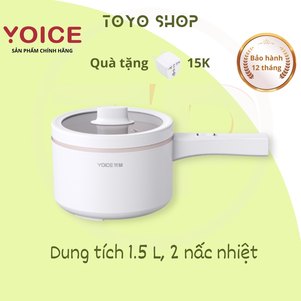 Nồi điện đa năng Yoice Y-DZG31, dung tích 1.5 lít, sử dụng để nấu lẩu, chiên, xào, hấp, luộc, chống dính tốt