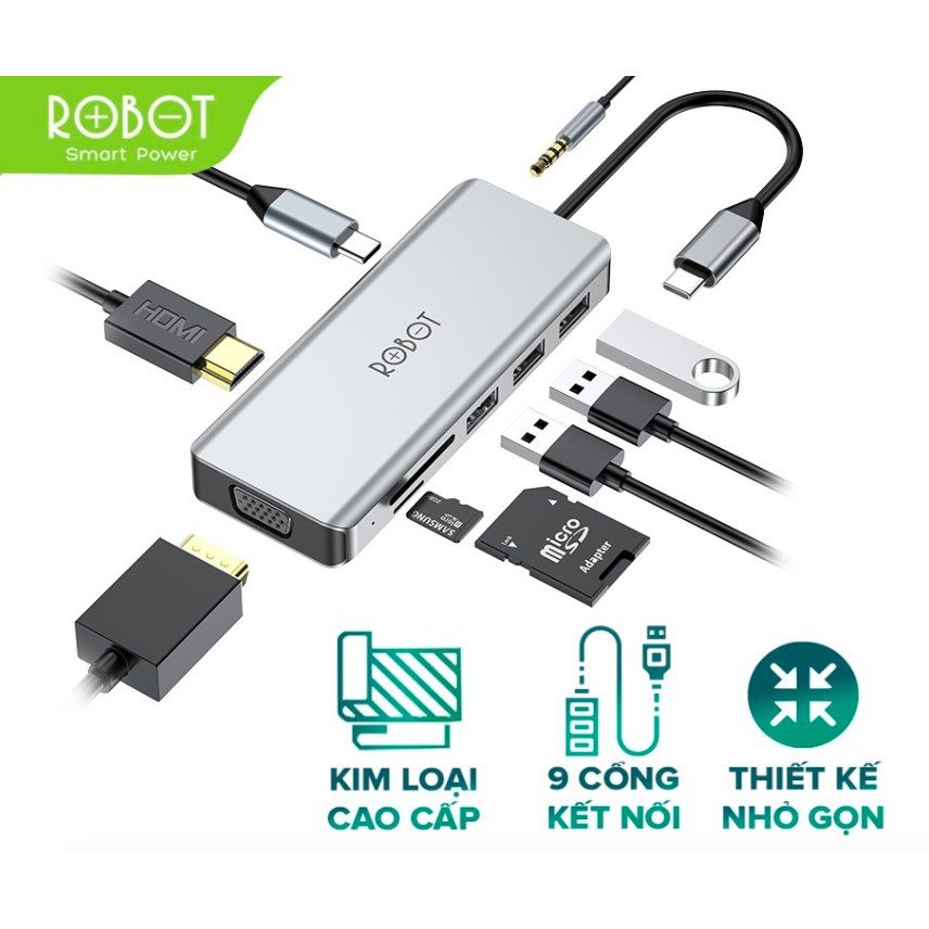 Bộ Chia USB HUB 9 trong 1 HT390 Thiết bị chuyển đổi đa năng MacBook Laptop - BẢO HÀNH 12 THÁNG