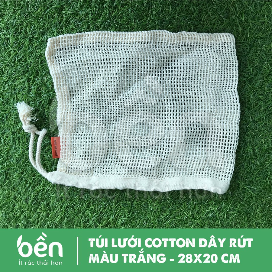 TÚI LƯỚI DÂY RÚT COTTON - MÀU TRẮNG