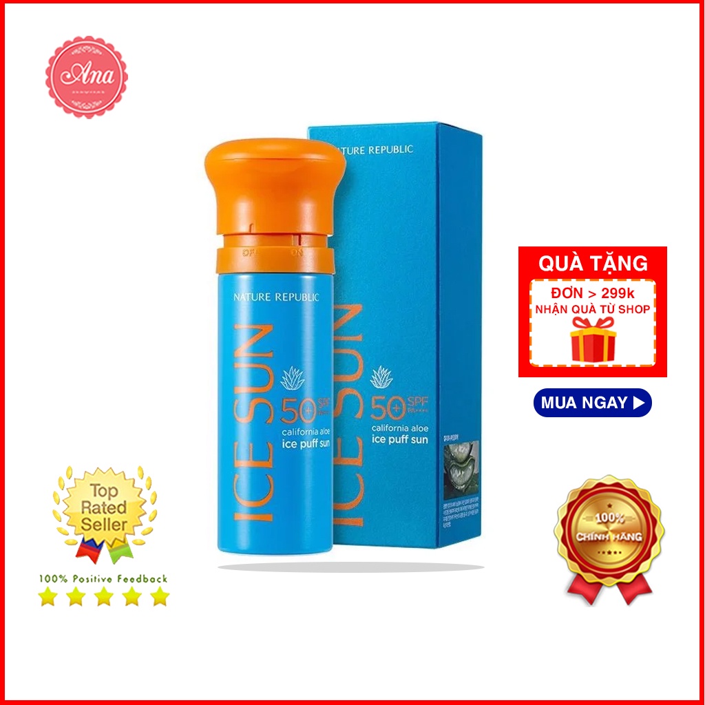 [Mẫu mới nắp cam] Kem Chống Nắng Mát Lạnh Ice Sun SPF 50+ Nature Republic Nâng Tone Da Hàn Quốc