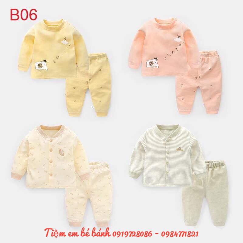 Bộ thun thu đông trẻ em hình dễ thương (có hình sp thật) mã B06