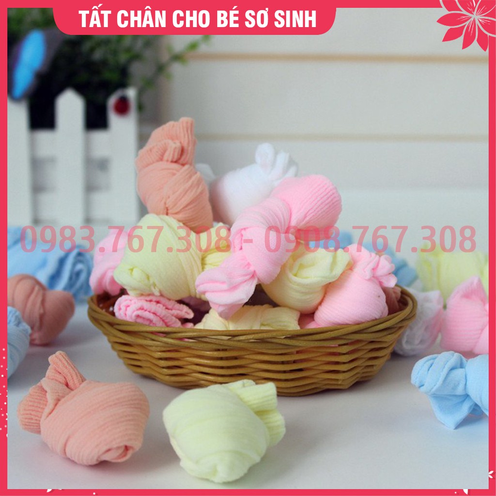 SET 5 Đôi Tất Da Chân Mỏng - Tất Kẹo Cho Bé Dưới 7kg (Set Nhiều Màu)