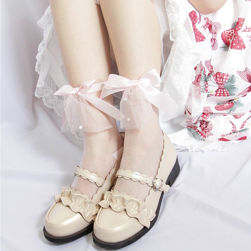 set 2 choker cổ chân phối nơ và hạt, có loại ghim cài tất mã RE-0407