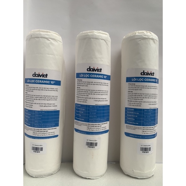 [Chính hãng] lõi lọc số 3, lõi sứ Ceramic 10'' 5mcr - Đại Việt, sử dụng cho máy lọc nước DAIKIO, DAIKIOSAN, TAKASA,….