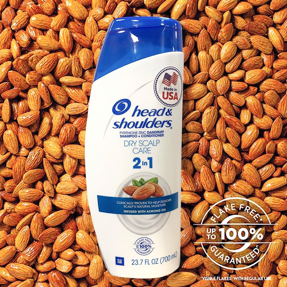 Dầu Gội & Xả Hạnh Nhân 2in1  Loại Bỏ Gàu, Sạch Sâu Sảng Khoái Head & Shoulders Dry Scalp Care 400ml/613ml
