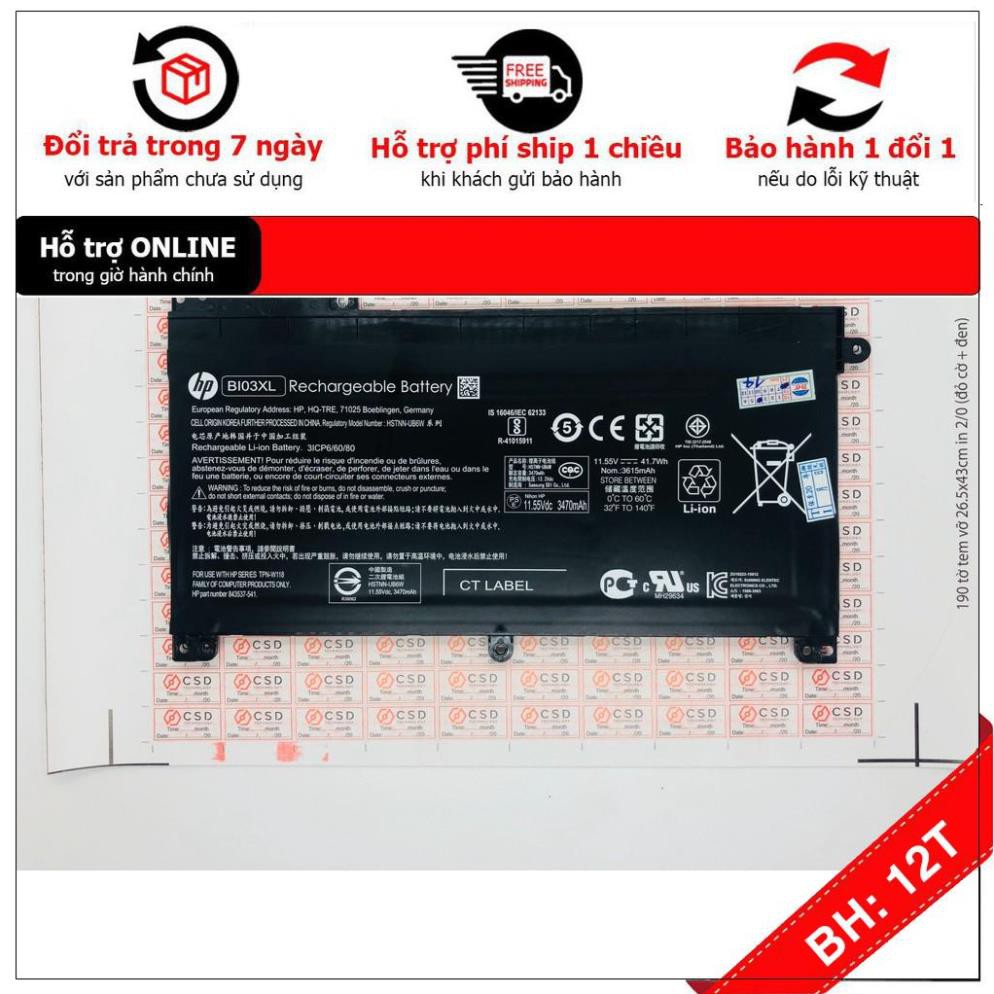 [BH12TH] Pin Laptop  HP Pavilion X360 13-U Series  HP Stream 14-ax Series. Mã pin BI03XL Hàng Zin - Có Video Thực tế