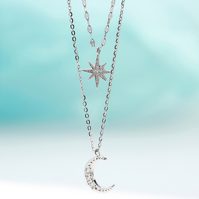 Double Layer Necklace Infinite Simple Star Moon Pendant Women'S Jewelry Layered Accessories Girls Clothing Fashion Necklace
