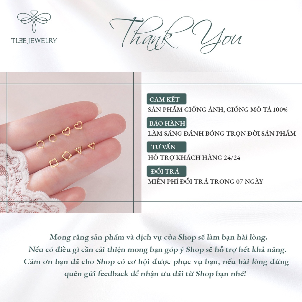 Khuyên tai bạc nữ TLEE mini hình khối phay giả đá xinh xắn NCJ B0134