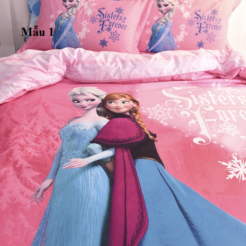 GC0172 Bộ chăn ga gối cho giường 1.2-1.35*2m Cotton 100% hình Elsa công chúa hàng nhập