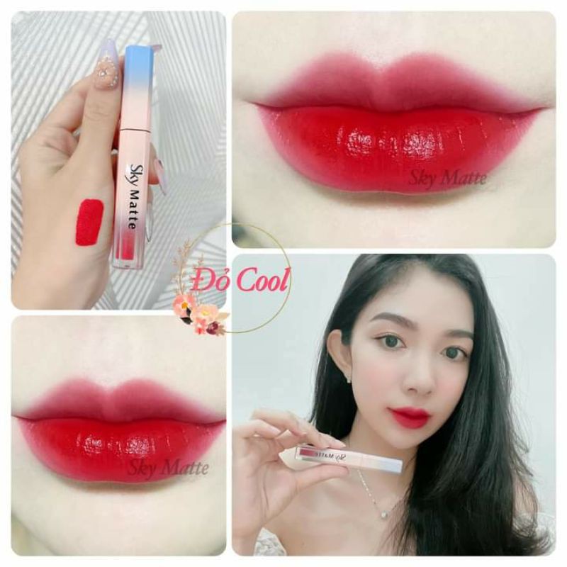 son kem siêu lì, bền màu,  sky matte beauty. màu đỏ rượu cherry