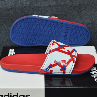 Dép Adidas Cloudfoam Plus Graphic màu đỏ đế xanh quai trắng đỏ xanh