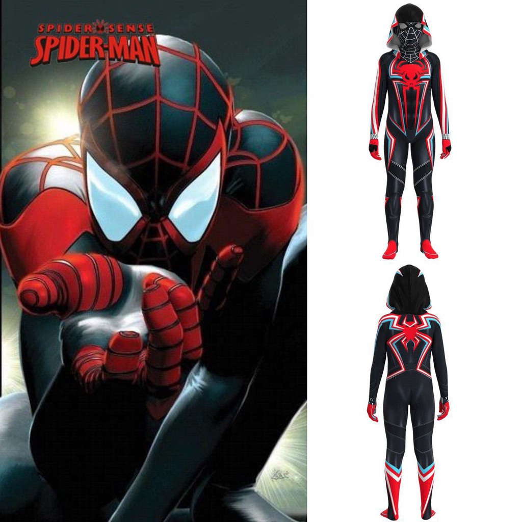 Black Spiderman Spider Man Hooded Suit Cosplay Costume Kids Aldult Unisex Zentai Outfits Jumpsuit Catsuit