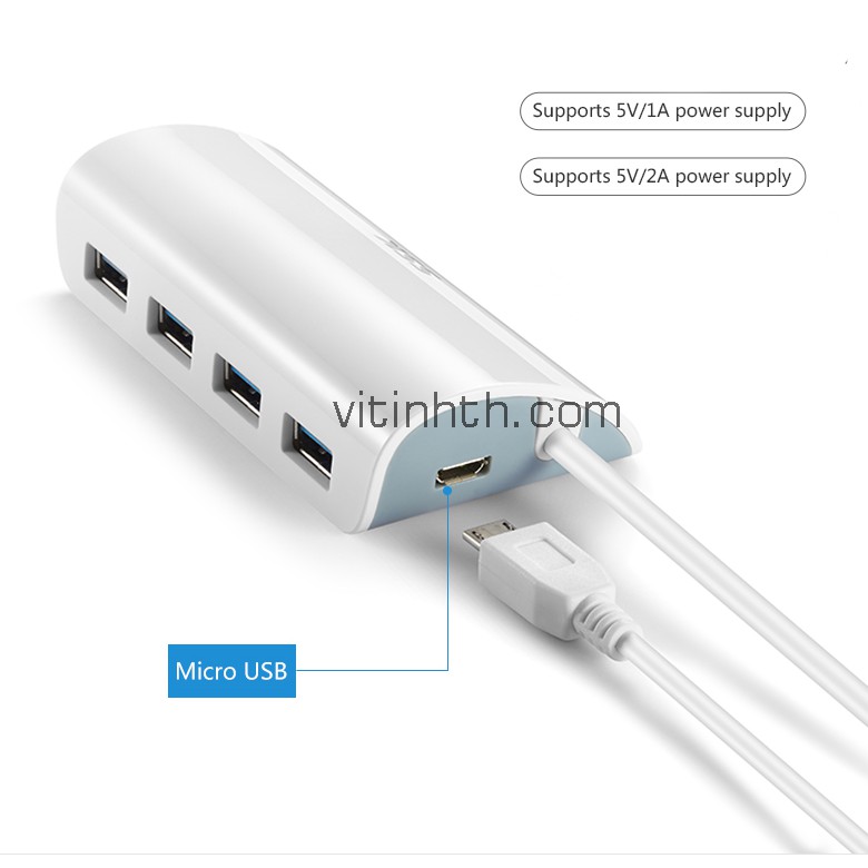 Bộ chia ( Hub) cổng USB 3.0 SSK SHU808 có cổng nguồn -vitinhth