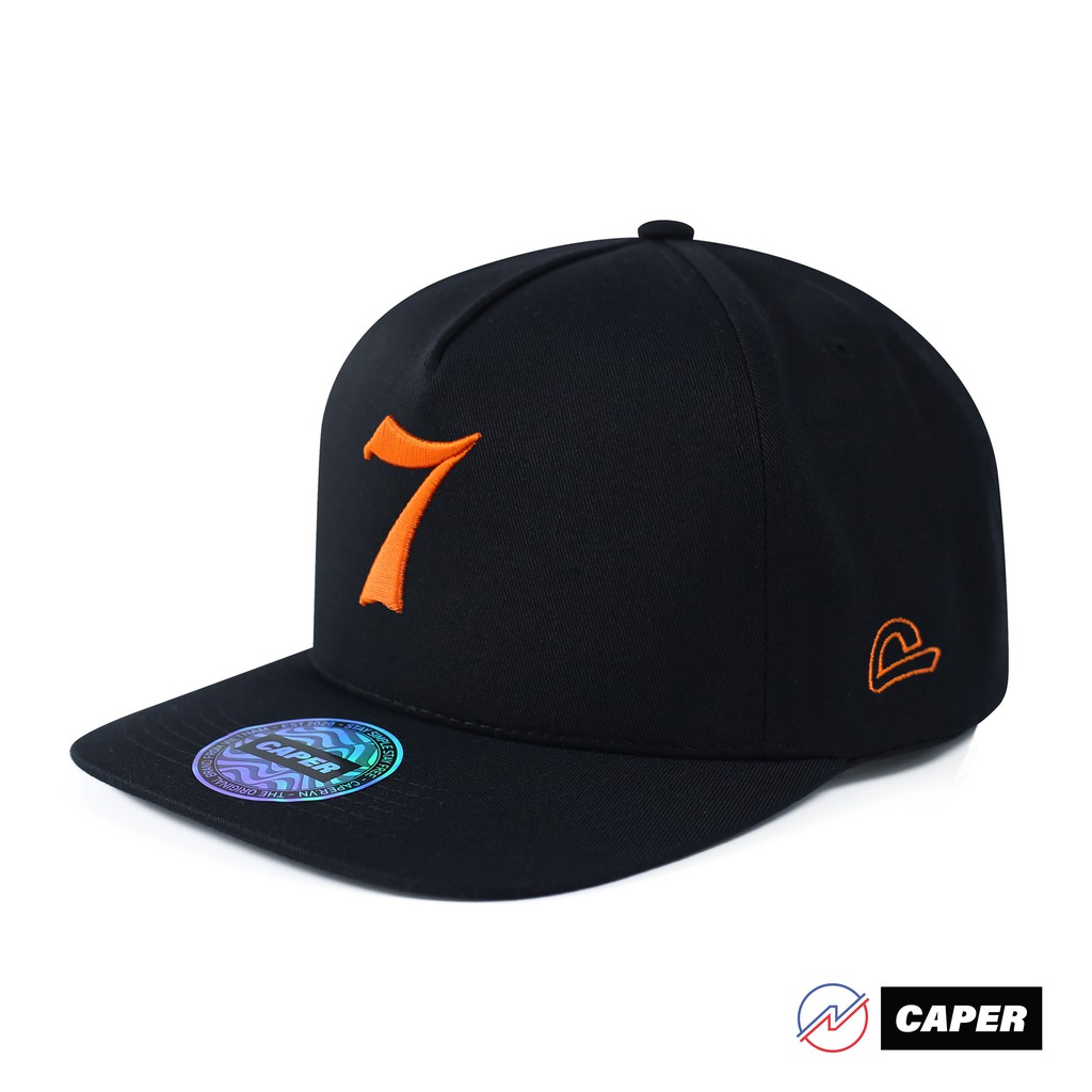Mũ nón snapback form đứng chính hãng Caper thêu số 7 màu cam phong cách hiphop năng động cá tính