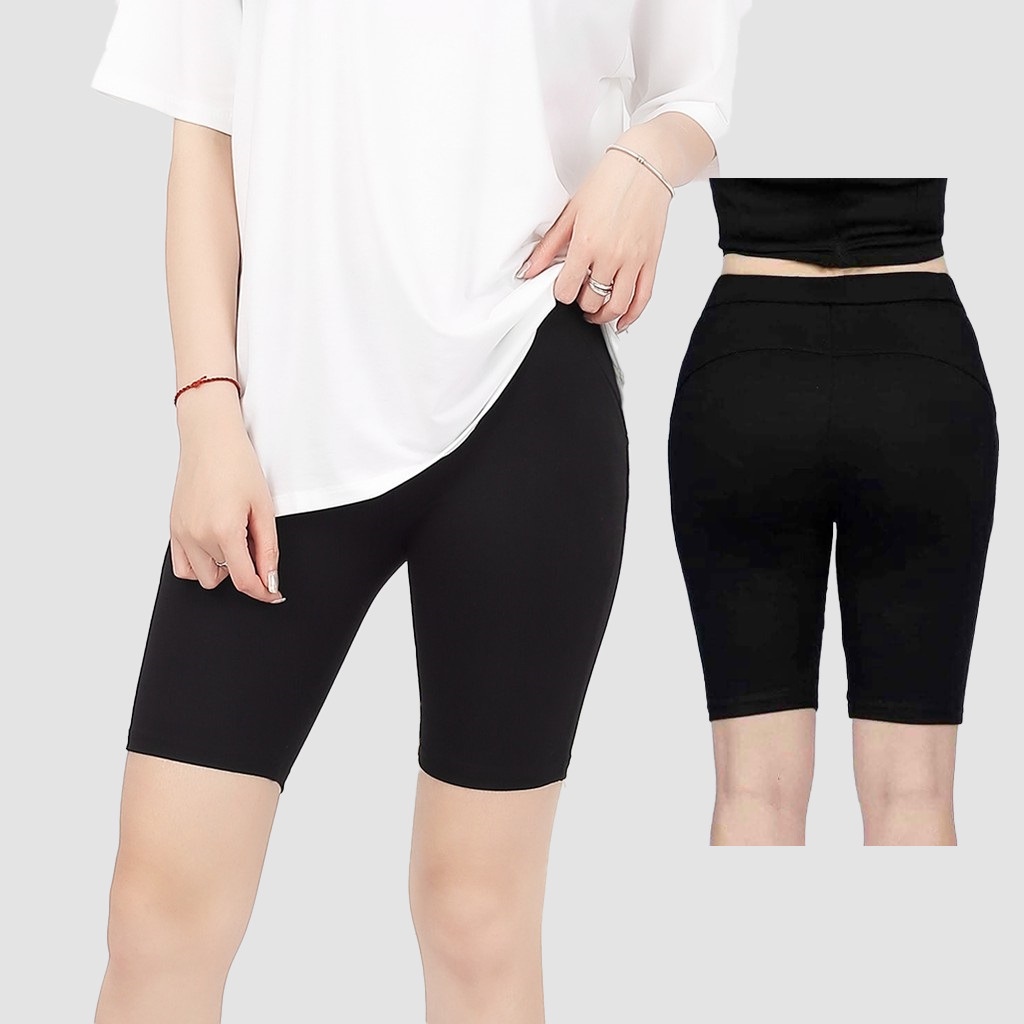 Quần legging đùi lửng ngố nữ vải cotton co giãn ôm bó Geleva GE939