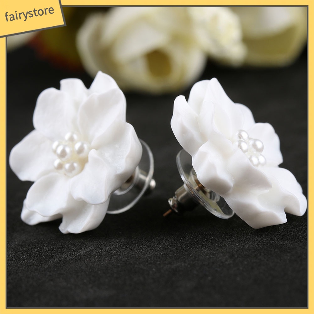 Bông tai hình hoa đính hạt ngọc trai thời trang dành cho nữ