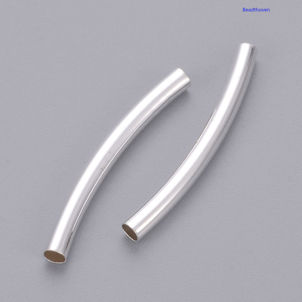 Set 50 hạt ống đồng thau mạ màu bạc 30x3mm lỗ 2mm