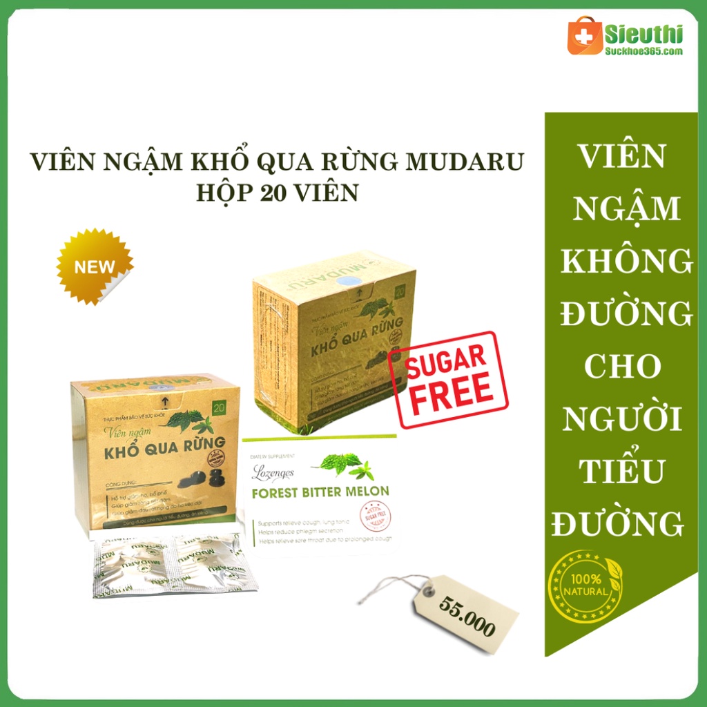 Viên Ngậm Khổ Qua Rừng Mudaru Hộp 20 Viên Không Đường Dành Cho Người Tiểu Đường Siêu Thị Sức Khoẻ 365