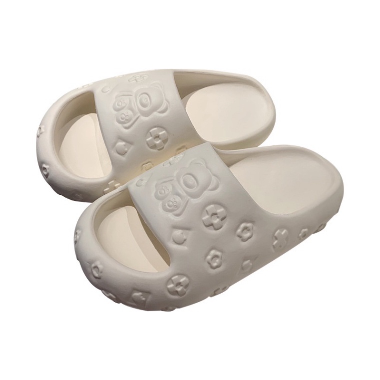 Dép bánh mì gấu nổi chất cao su mềm mang cực êm chân cao 4cm - Dép quai ngang nữ đi mưa chống trơn - DL164