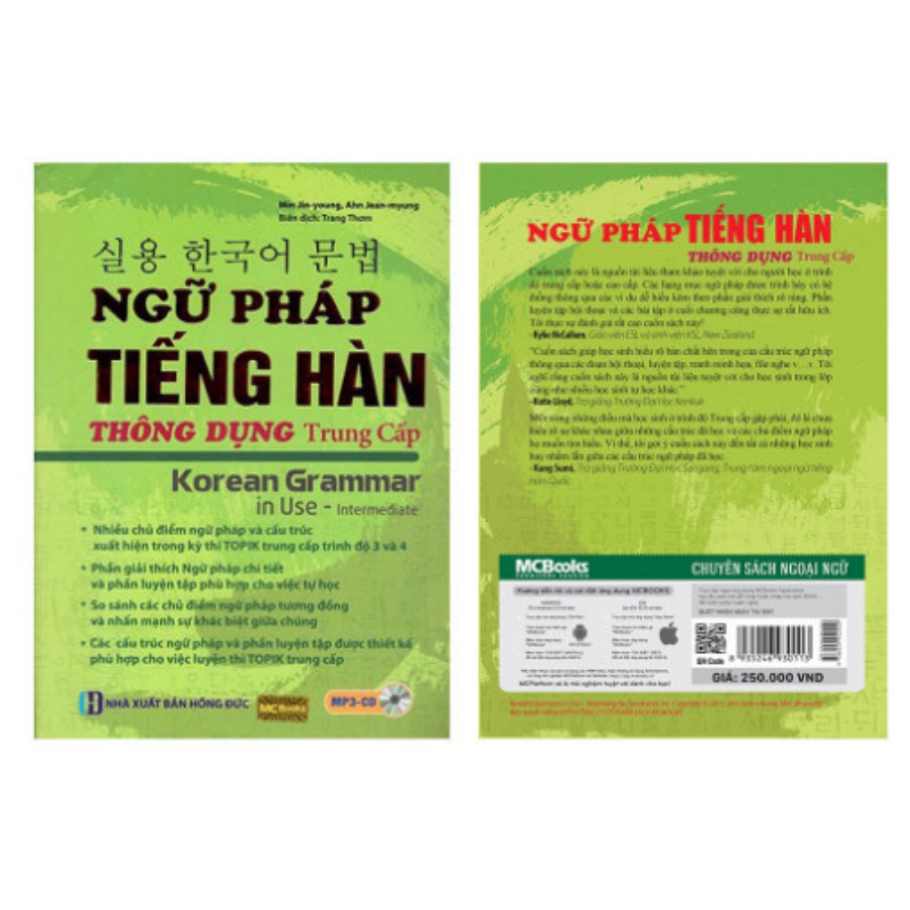 Sách - Ngữ Pháp Tiếng Hàn Thông Dụng Trình Độ Trung Cấp - Korean Grammar in use Intermediate - Học Kèm App Online