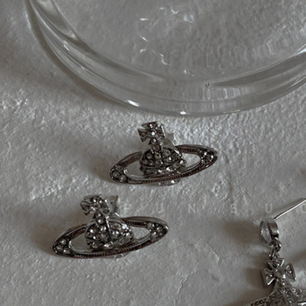 Bông Tai Đính Kim Cương Giả Phong Cách retro Thời Trang Hàn Quốc