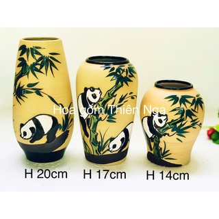 Combo 3 lọ hoa gốm men khô Bát Tràng