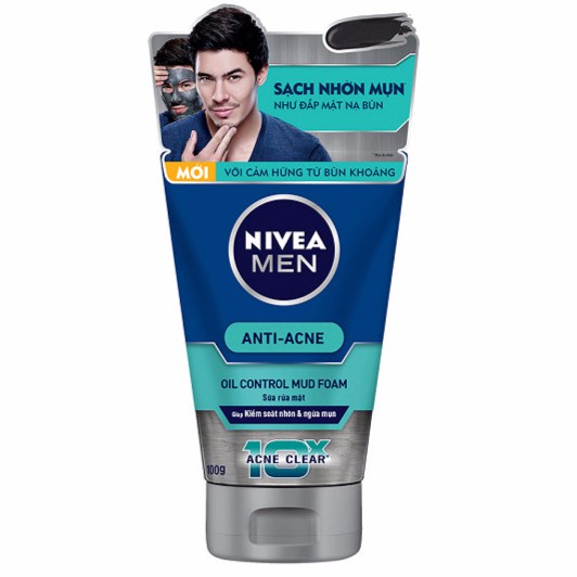 Sữa rửa mặt Nivea men 100g | 50g Deep | Extra White | Anti-acne | Oil Control Bùn khoáng Kiểm soát nhờn & Ngăn ngừa mụn