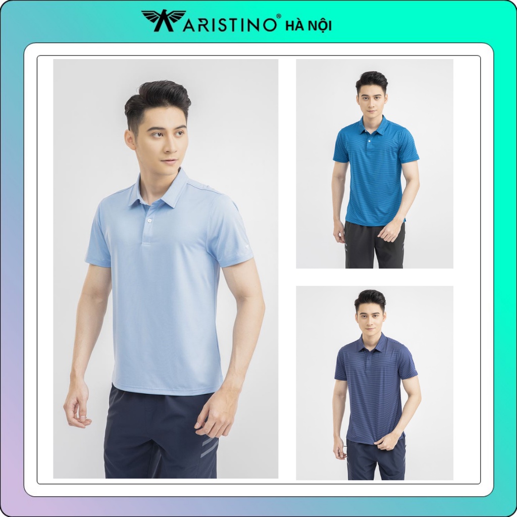 Áo polo nam cổ bẻ Aristino vân kẻ nhỏ chống nhăn, bền form bền màu APS034S1