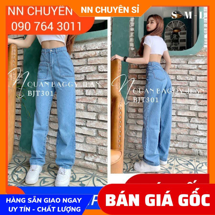 Quần baggy jean nữ ống rộng suông phom chuẩn chất jean cao cấp chắc tay BJK baggy jean tổng hợp