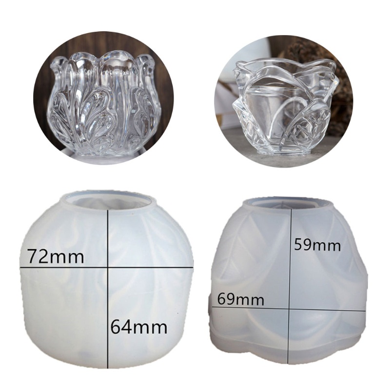 Khuôn Silicone Làm Ly Thủ Công Hình Hoa Hồng