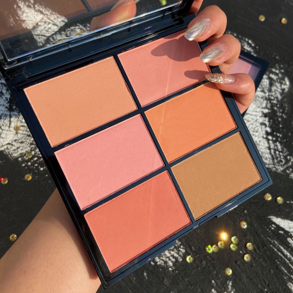 Bảng phấn má hồng Guicami, phấn má hồng 6 ô tông hồng cam đào nội địa trung F41 Sammi beauty