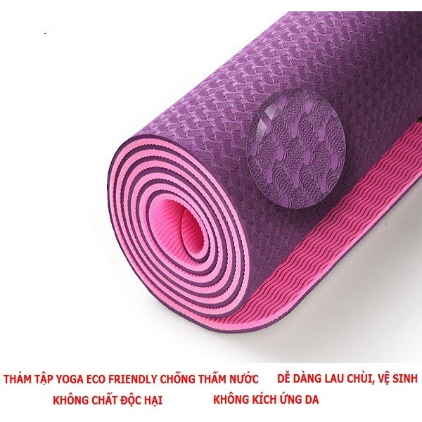 [ Tặng túi lưới ] thảm tập YOGA 2 lớp TPE chống trượt 6mm - thảm tập thể dục tập GYM 2 lớp chống trơn