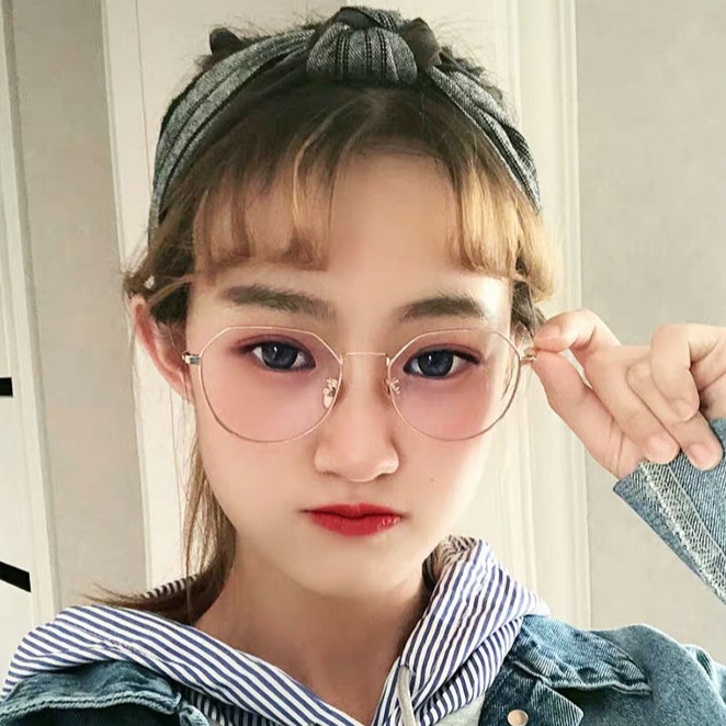 Mắt Kính Gọng Kim Loại Chống Ánh Sáng Xanh Phong Cách Hàn Quốc