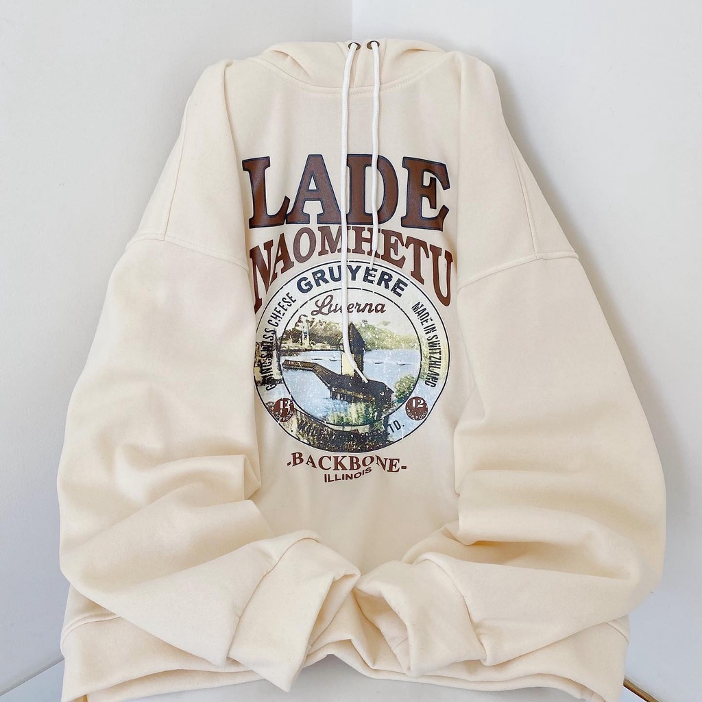 Áo HOODIE LADE chui đầu có mũ form rộng Nam Nữ Unisex Ovesize vải nỉ lót bông dày dặn