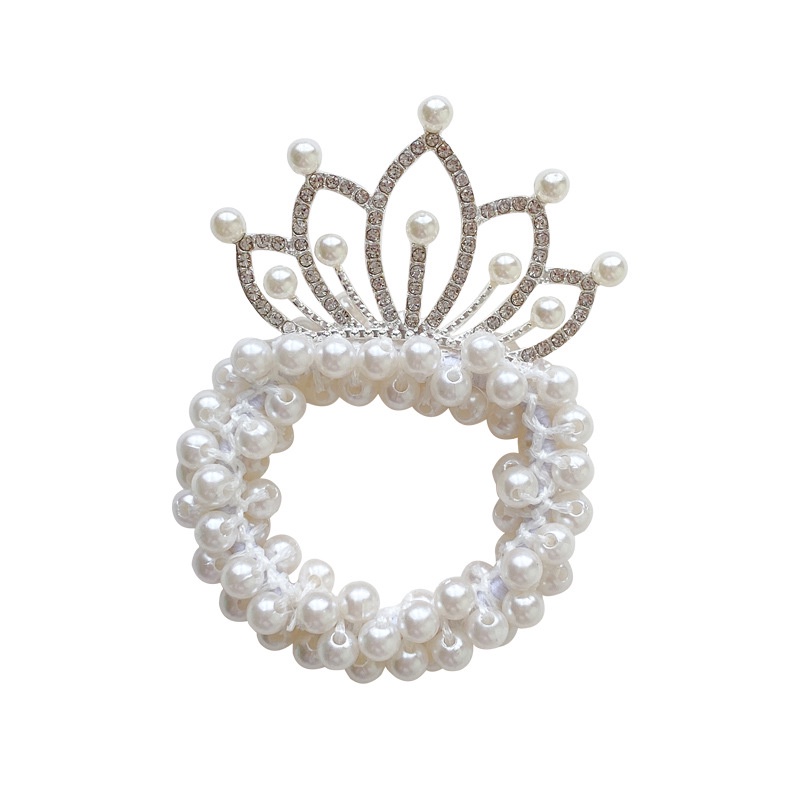 Dây Buộc Tóc Hình Vương Miện Đính Ngọc Trai Lấp Lánh