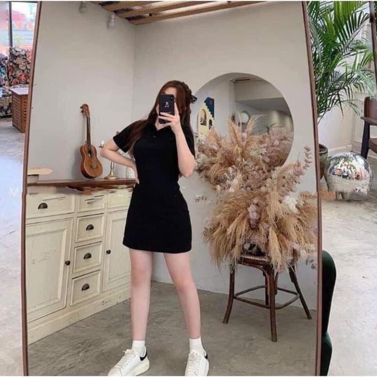 đầm polo dáng suông - váy xuông cổ sơ mi chất cotton co dãn phong cách trẻ trung V147 SUTANO
