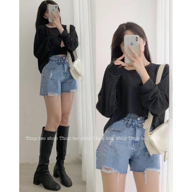 [ẢNH THẬT] Croptop Tay Bồng Chất Tổ Ong Cao Cấp Vintage Dáng Rộng Nhiều Màu