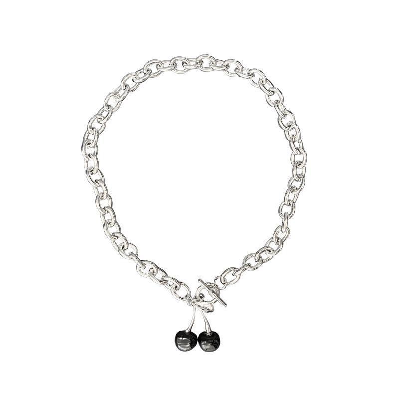 Đen vòng cổ Mặt Hình Quả Cherry Phong Cách Retro Cá Tính