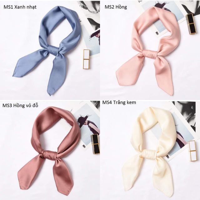 [Hàng mới] Khăn lụa vuông trơn size 70x70cm