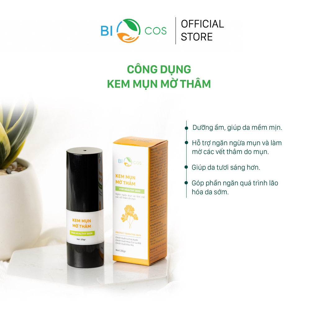 Kem Mụn BIOCOS 20g - Ngăn Ngừa Mụn, Dưỡng Trắng, Mờ Thâm Mụn (date T10/2024)