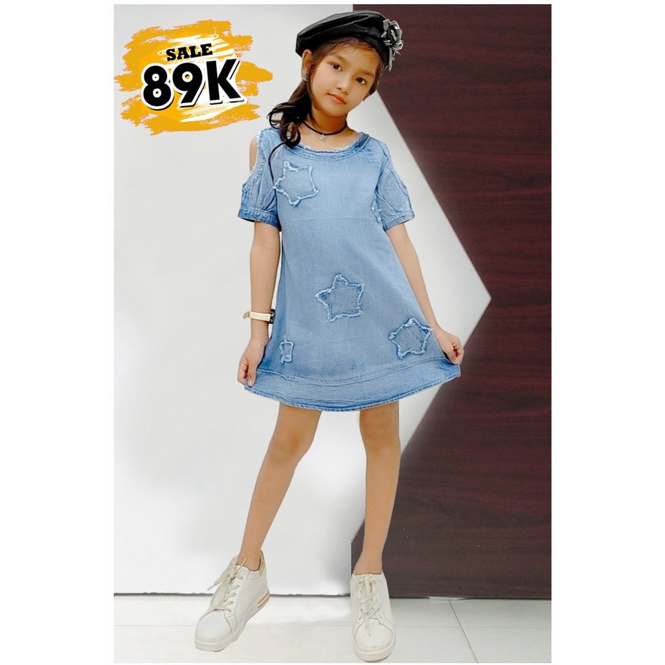 ĐẦM JEAN WASH TUA KHOET VAI NGÔI SAO