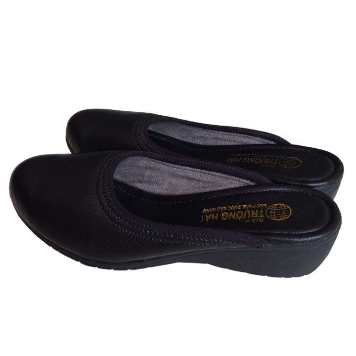 Sục nữ đế xuồng 3cm da bò thật đế cao su