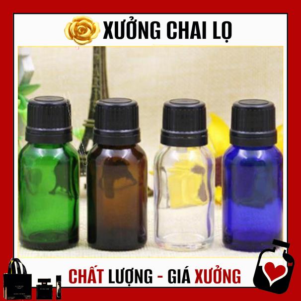 Lọ Chiết Serum ❤ TOP GIÁ RẺ ❤ [15ml,20ml,30ml] Lọ đựng tinh dầu thủy tinh nắp vặn đen chiết serum, phụ kiện du lịch