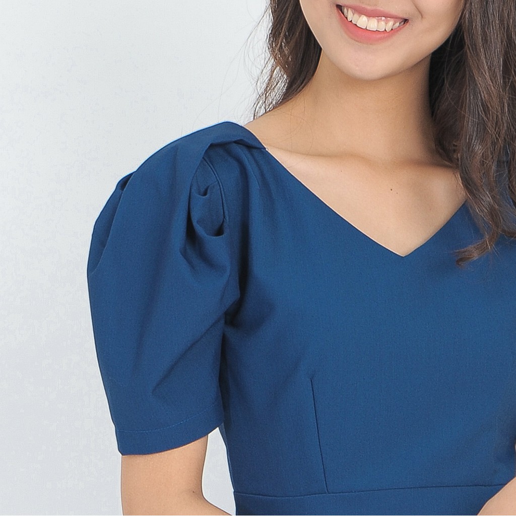 [Mã WABRWA15 giảm 15% đơn 300K] Váy đầm công sở thời trang eden dáng chữ a cổ tim tay phồng - D405 | BigBuy360 - bigbuy360.vn